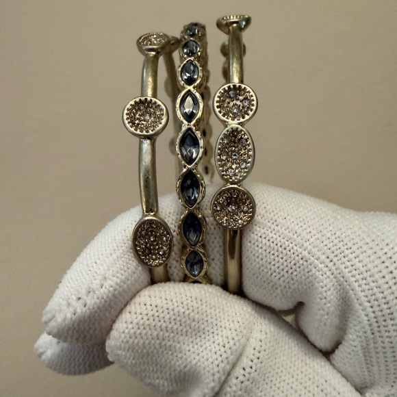 Silver Color Bangle Bracelet Set - Picture 4 of 7